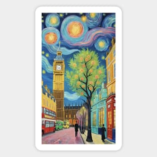 Starry Night Symphony: Van Gogh Inspired Cityscape Magnet